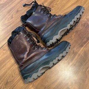 LL Bean Wildcat Boots Mens Brown Leather Waterproof Winter Snow Boots Gaiter